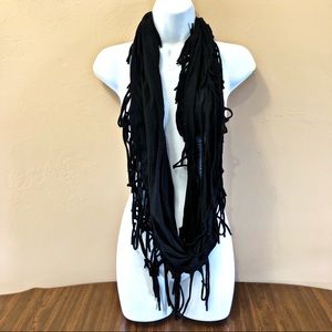 Black Infinity Tassel Scarf